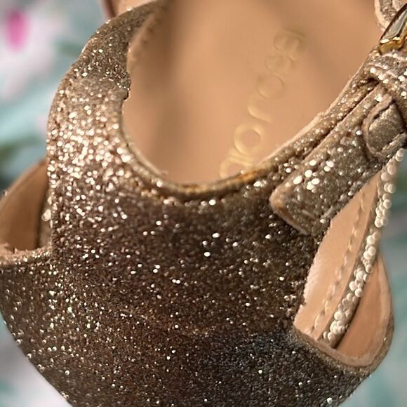 Sergio Rossi Scarpe Donna Rose Ribbon and Gold Glitter Heels - Picture 16 of 17